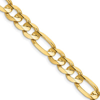 14K Yellow Gold 22" 8.75mm Concave Open Figaro Chain Necklace with Lobster Clasp by Oro Pregiato