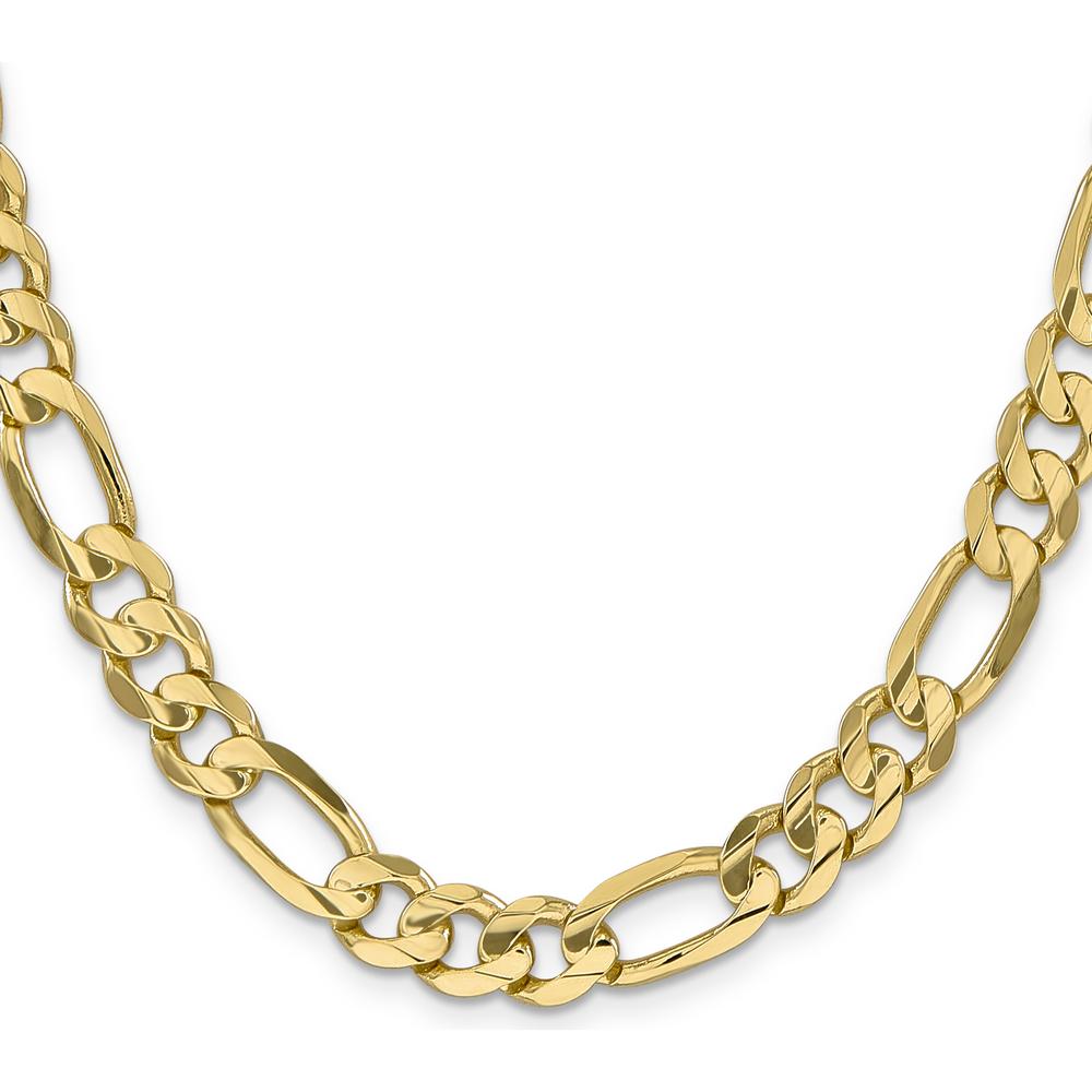 14K Yellow Gold 22" 8.75mm Concave Open Figaro Chain Necklace with Lobster Clasp by Oro Pregiato