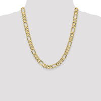 14K Yellow Gold 22" 8.75mm Concave Open Figaro Chain Necklace with Lobster Clasp by Oro Pregiato