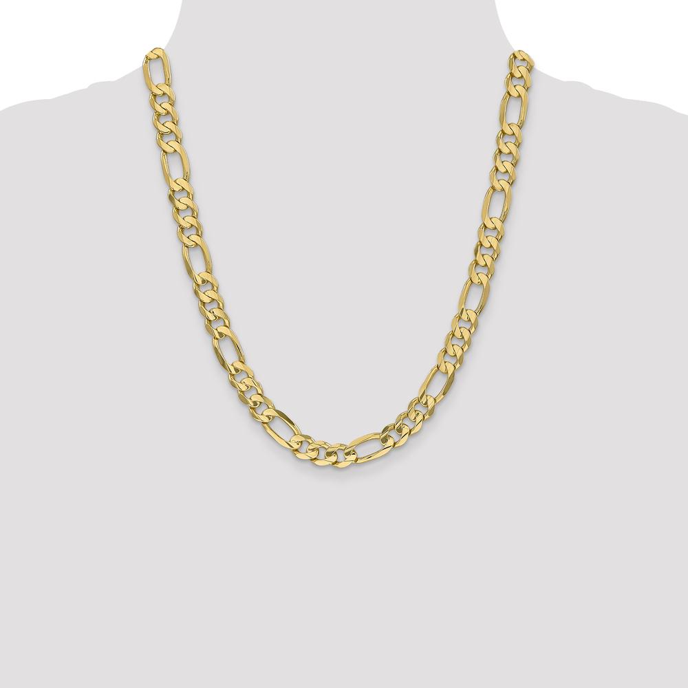 14K Yellow Gold 22" 8.75mm Concave Open Figaro Chain Necklace with Lobster Clasp by Oro Pregiato