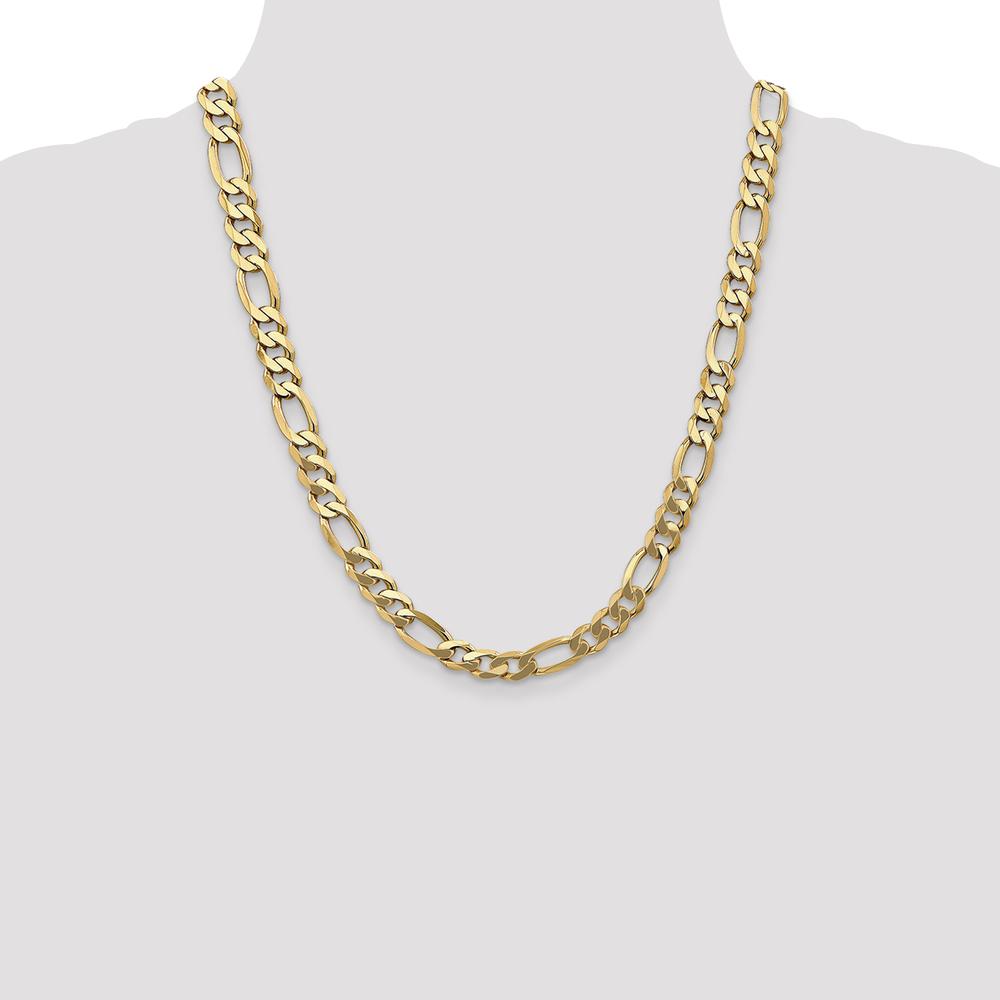 14K Yellow Gold 22" 8.75mm Flat Figaro Chain with Lobster Clasp by Oro Pregiato