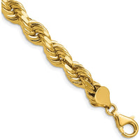 14K Yellow Gold 22" 8mm Diamond-Cut Rope Chain with Fancy Lobster Clasp