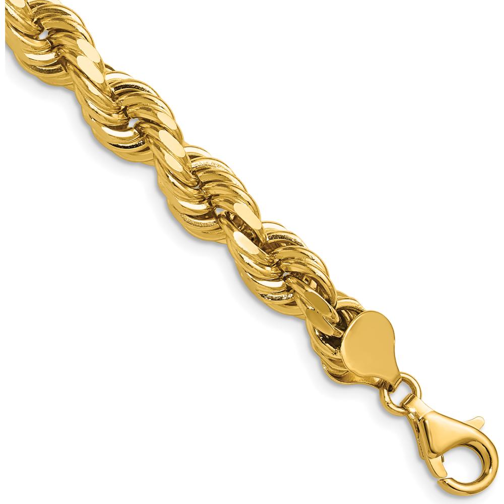 14K Yellow Gold 22" 8mm Diamond-Cut Rope Chain with Fancy Lobster Clasp