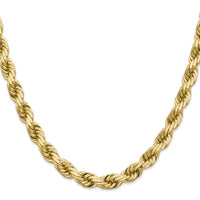 14K Yellow Gold 22" 8mm Diamond-Cut Rope Chain with Fancy Lobster Clasp