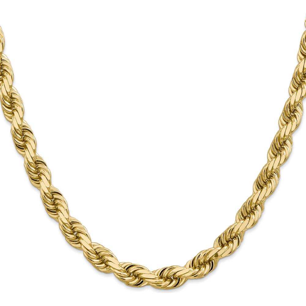 14K Yellow Gold 22" 8mm Diamond-Cut Rope Chain with Fancy Lobster Clasp