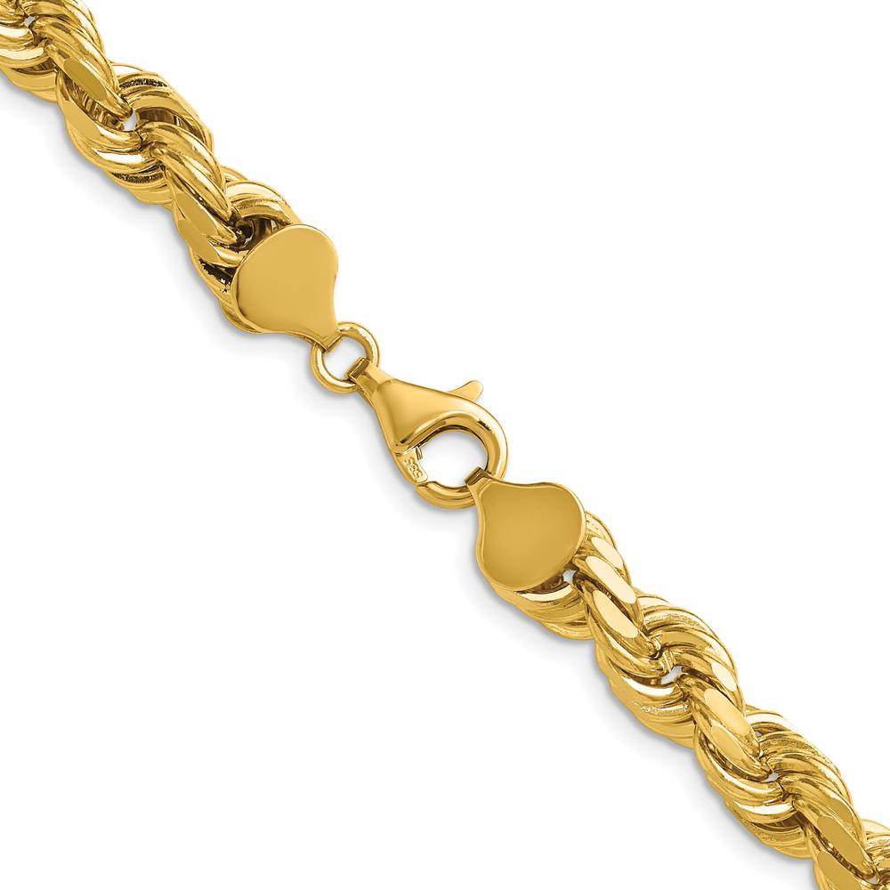 14K Yellow Gold 22" 8mm Diamond-Cut Rope Chain with Fancy Lobster Clasp