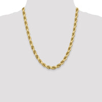 14K Yellow Gold 22" 8mm Diamond-Cut Rope Chain with Fancy Lobster Clasp