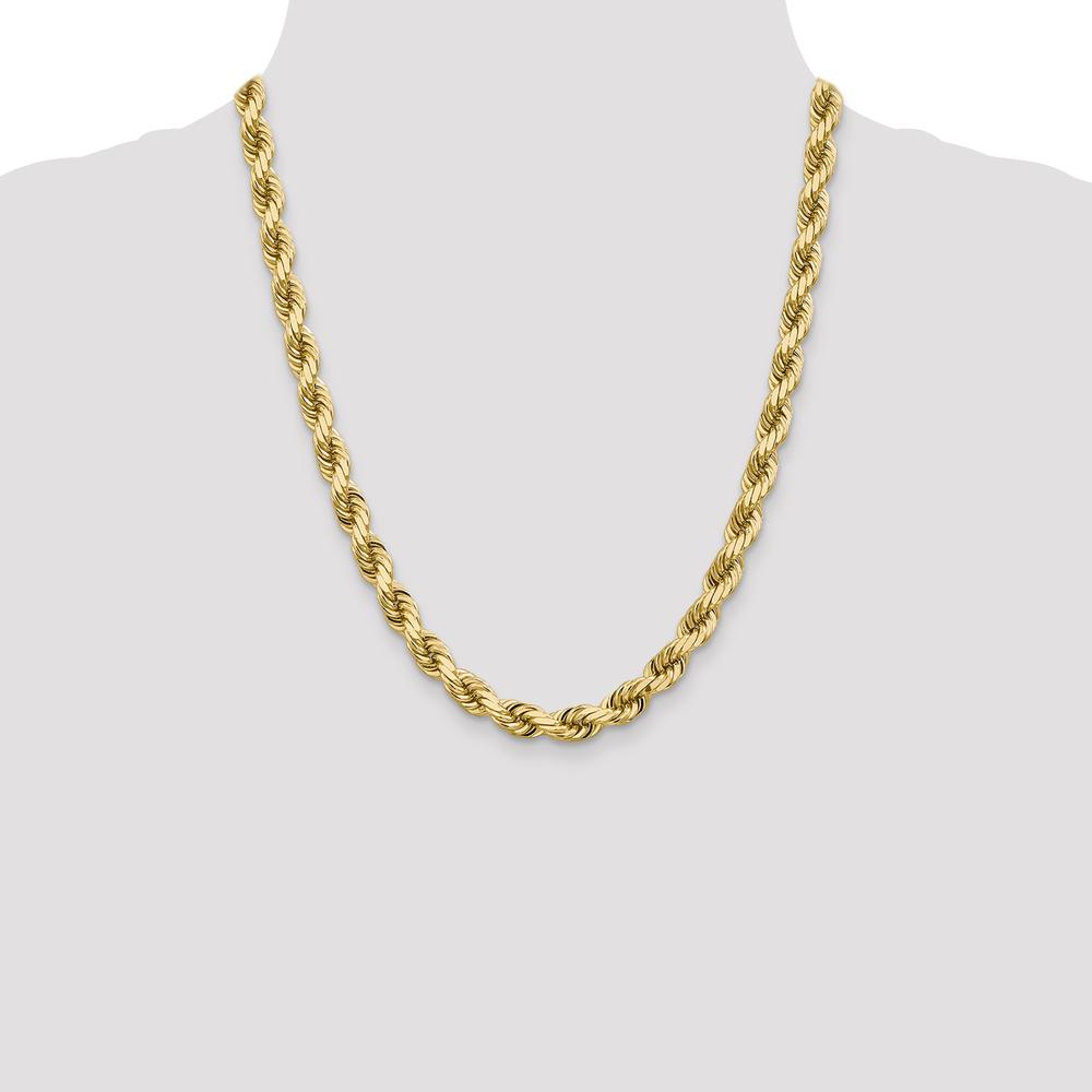 14K Yellow Gold 22" 8mm Diamond-Cut Rope Chain with Fancy Lobster Clasp