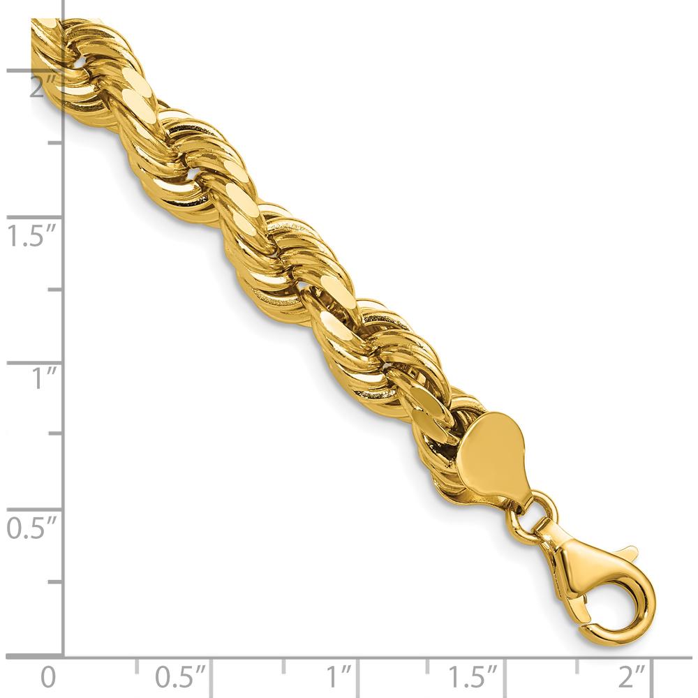 14K Yellow Gold 22" 8mm Diamond-Cut Rope Chain with Fancy Lobster Clasp