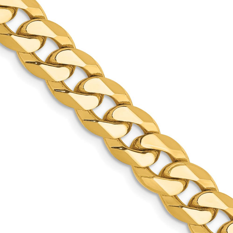14K Yellow Gold 22" 8mm Flat Beveled Curb Chain with Lobster Clasp by Oro Pregiato