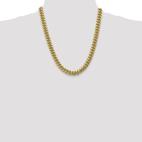 14K Yellow Gold 22" 9.3mm Semi-Solid Miami Cuban Chain with Lobster Clasp by Oro Pregiato