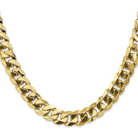 14K Yellow Gold 22" 9.5mm Flat Beveled Curb Chain with Lobster Clasp by Oro Pregiato
