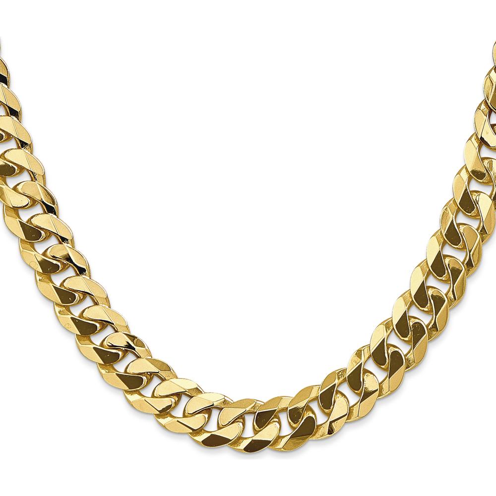 14K Yellow Gold 22" 9.5mm Flat Beveled Curb Chain with Lobster Clasp by Oro Pregiato