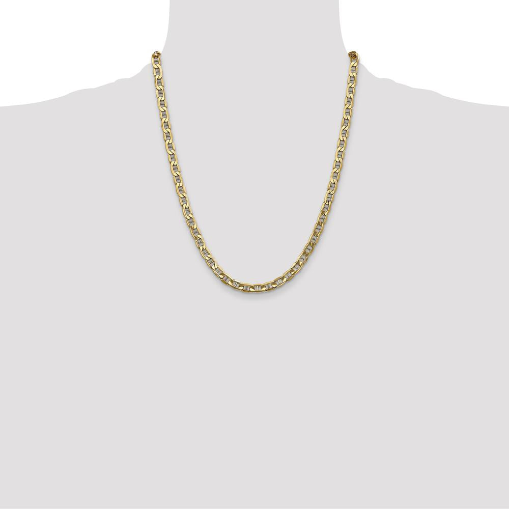 14K Yellow Gold 22" Anchor Chain Necklace - 5.5mm Width, Lobster Clasp by Oro Pregiato
