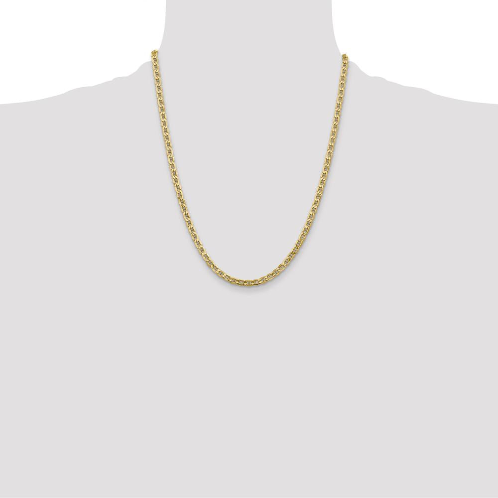 14K Yellow Gold 22" Anchor Chain Necklace with Lobster Clasp - 4mm Width by IBGoodman