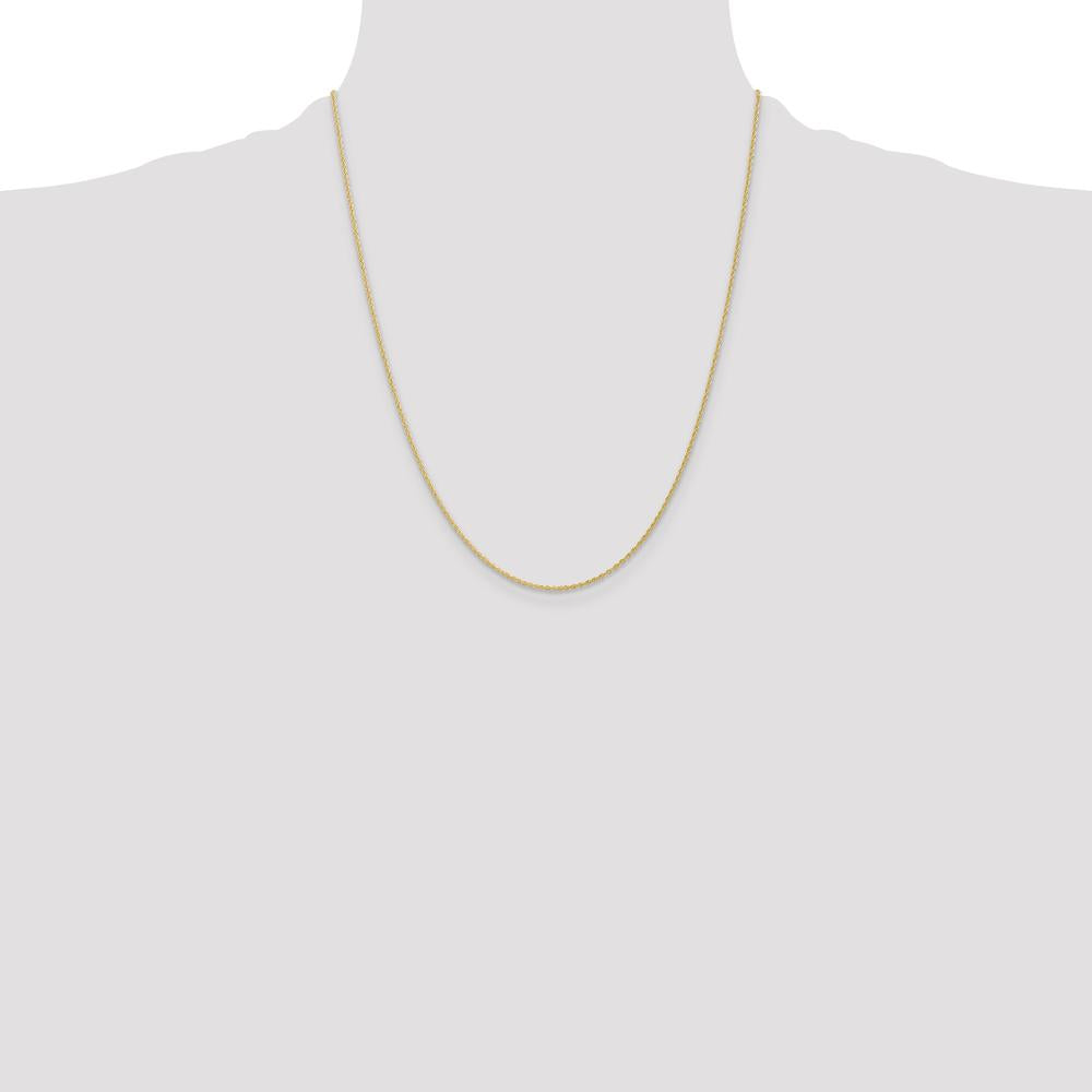 14K Yellow Gold 22" Baby Rope Chain Necklace with Spring Ring Clasp - 1.1mm Width by Oro Pregiato