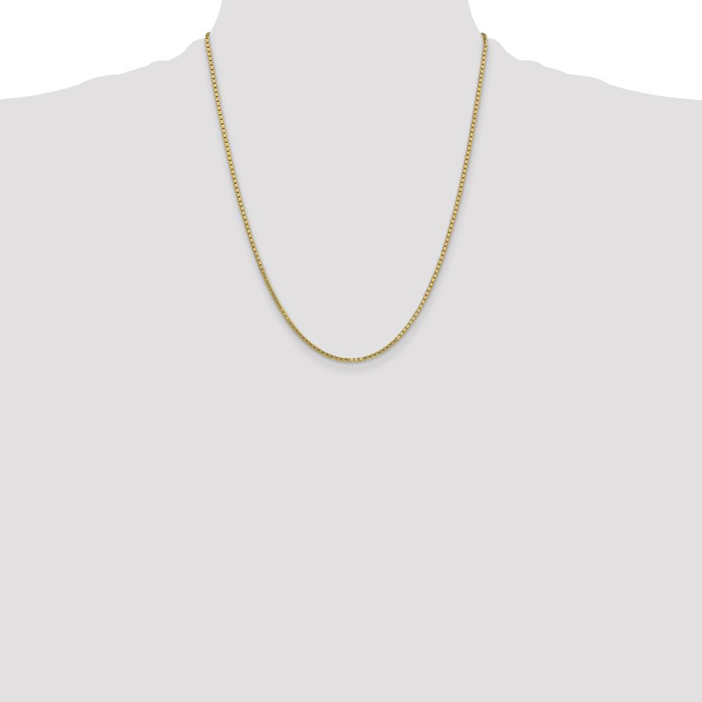 14K Yellow Gold 22" Box Chain Necklace - 1.9mm Width with Lobster Clasp by Oro Pregiato