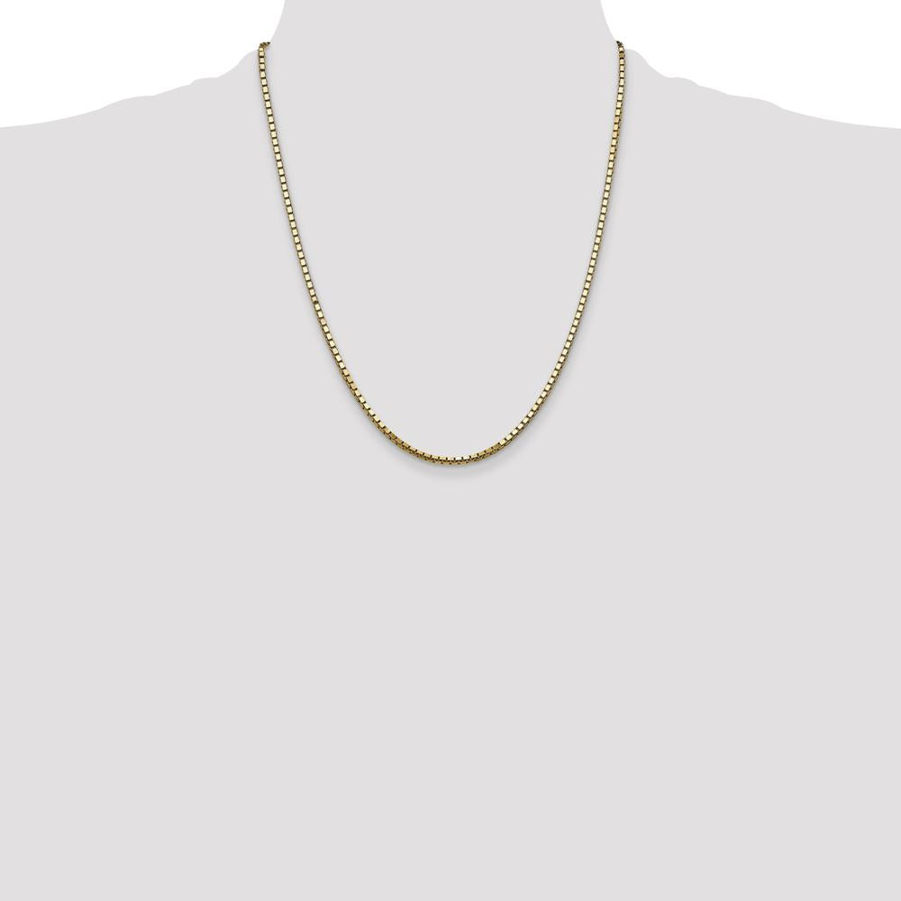 14K Yellow Gold 22" Box Chain Necklace - 2.5mm Width with Lobster Clasp by Oro Pregiato