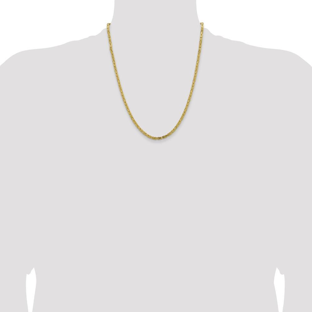 14K Yellow Gold 22" Byzantine Chain with Lobster Clasp - 3.25mm Width by Oro Pregiato