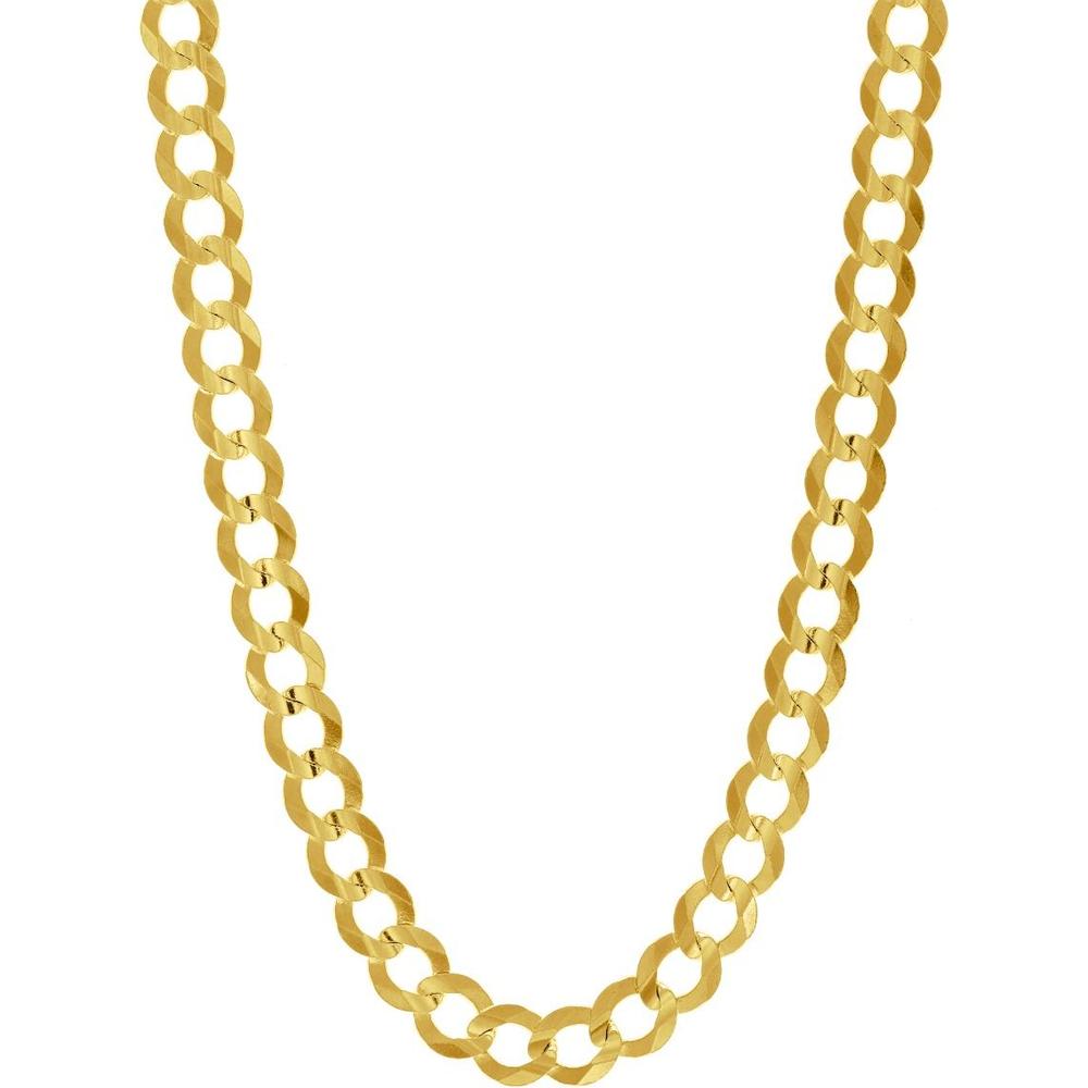 14K Yellow Gold 22" Comfort Curb Chain - 8.2mm Polished Finish by Orozza Fine Jewelry