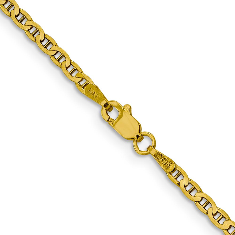 14K Yellow Gold 22" Concave Anchor Chain Necklace - 2.4mm Width by Oro Pregiato