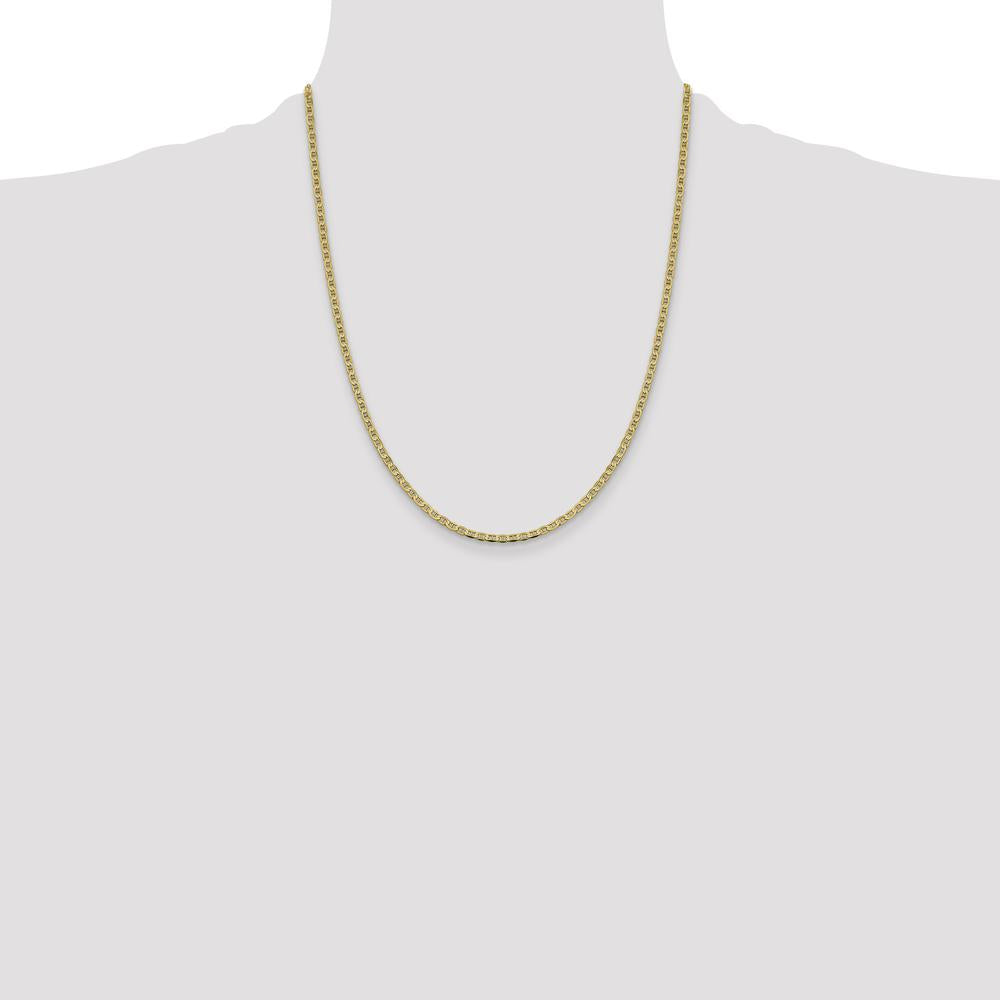 14K Yellow Gold 22" Concave Anchor Chain Necklace - 2.4mm Width by Oro Pregiato