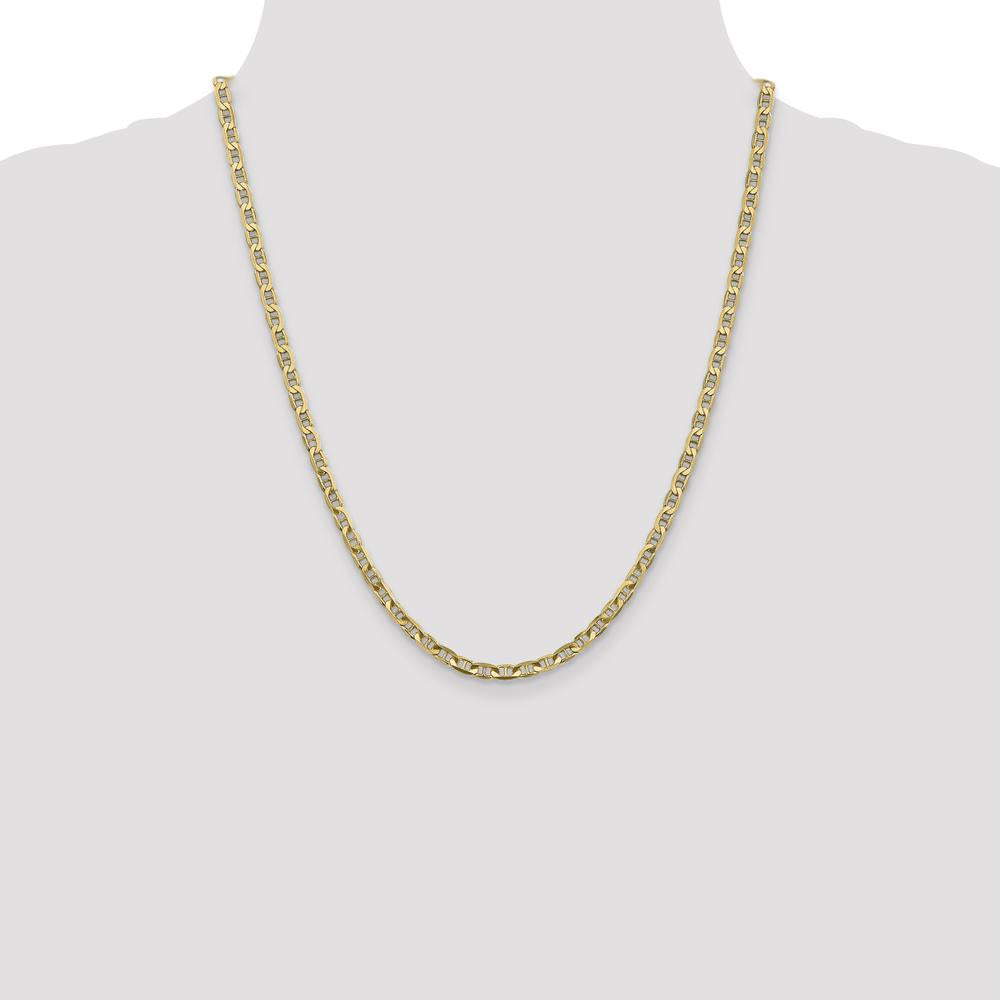 14K Yellow Gold 22" Concave Anchor Chain Necklace - 3.75mm Solid Gold Link with Lobster Clasp by Oro Pregiato