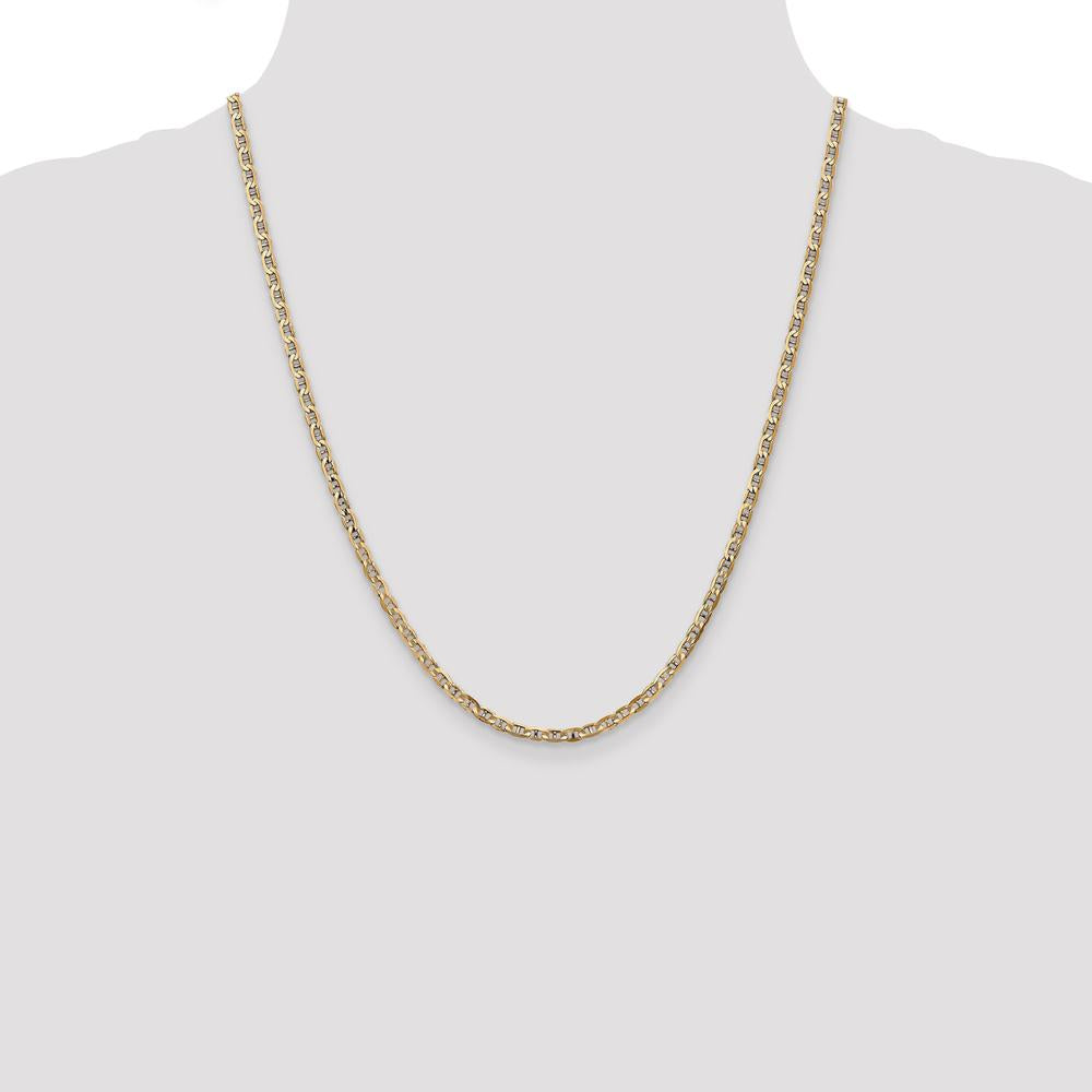 14K Yellow Gold 22" Concave Anchor Chain Necklace - 3mm Width by Oro Pregiato