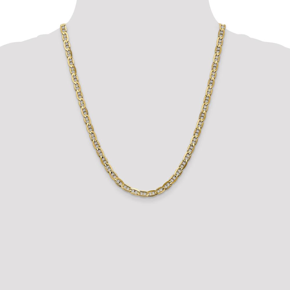 14K Yellow Gold 22" Concave Anchor Link Chain - 5.25mm Width by Oro Pregiato