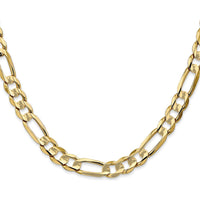 14K Yellow Gold 22" Concave Open Figaro Chain Necklace - 6.75mm Wide with Lobster Clasp by Oro Pregiato