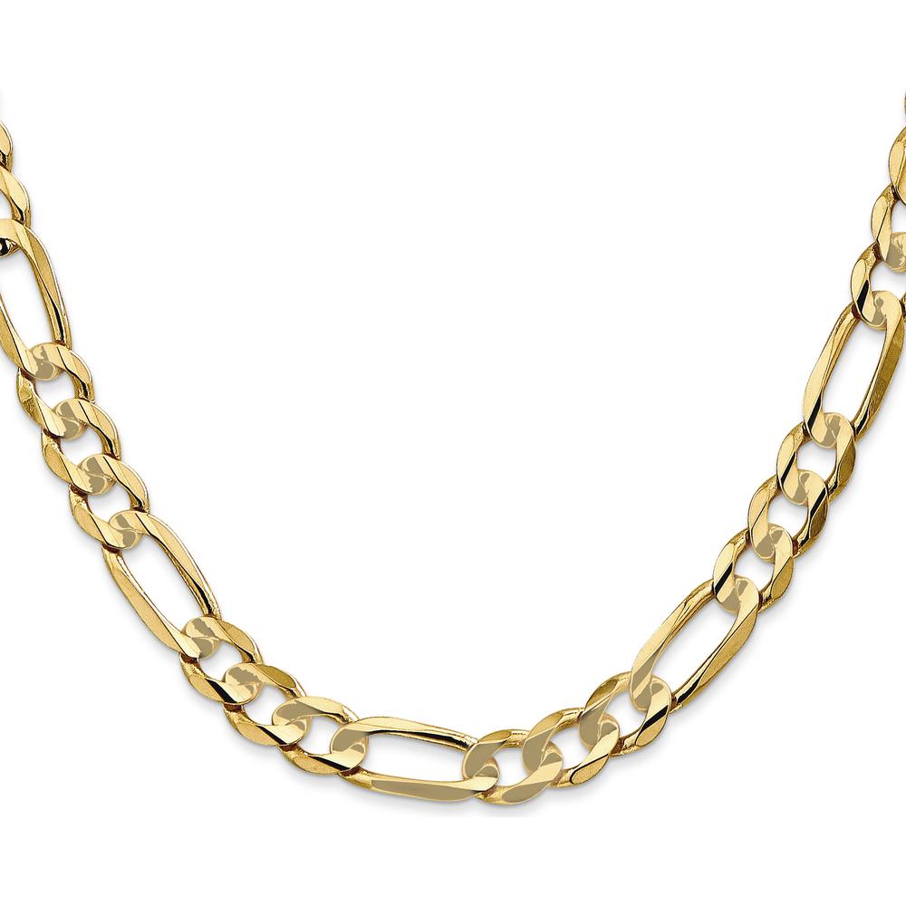14K Yellow Gold 22" Concave Open Figaro Chain Necklace - 6.75mm Wide with Lobster Clasp by Oro Pregiato