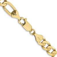 14K Yellow Gold 22" Concave Open Figaro Chain Necklace - 6.75mm Wide with Lobster Clasp by Oro Pregiato
