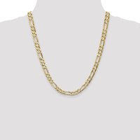 14K Yellow Gold 22" Concave Open Figaro Chain Necklace - 6.75mm Wide with Lobster Clasp by Oro Pregiato