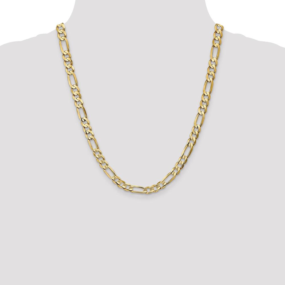 14K Yellow Gold 22" Concave Open Figaro Chain Necklace - 6.75mm Wide with Lobster Clasp by Oro Pregiato