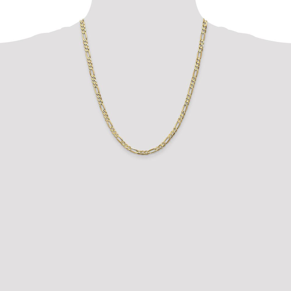 14K Yellow Gold 22" Concave Open Figaro Chain with Lobster Clasp - 4.5mm Width by Oro Pregiato