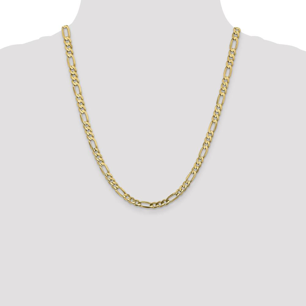 14K Yellow Gold 22" Concave Open Figaro Chain with Lobster Clasp by Oro Pregiato
