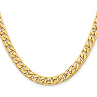 14K Yellow Gold 22" Cuban Link Chain - 6.75mm Width, Solid Gold, Lobster Clasp by Oro Pregiato