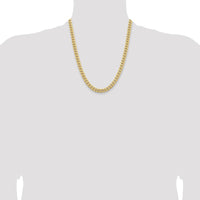 14K Yellow Gold 22" Cuban Link Chain - 6.75mm Width, Solid Gold, Lobster Clasp by Oro Pregiato