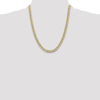 14K Yellow Gold 22" Curb Chain Necklace with Rhodium Pave Accents - 6.75mm Width by Oro Pregiato