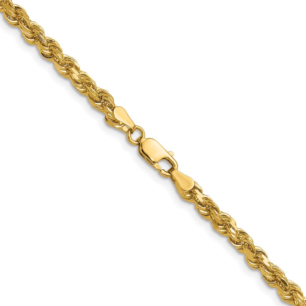 14K Yellow Gold 22" Diamond-Cut 4mm Rope Chain with Lobster Clasp