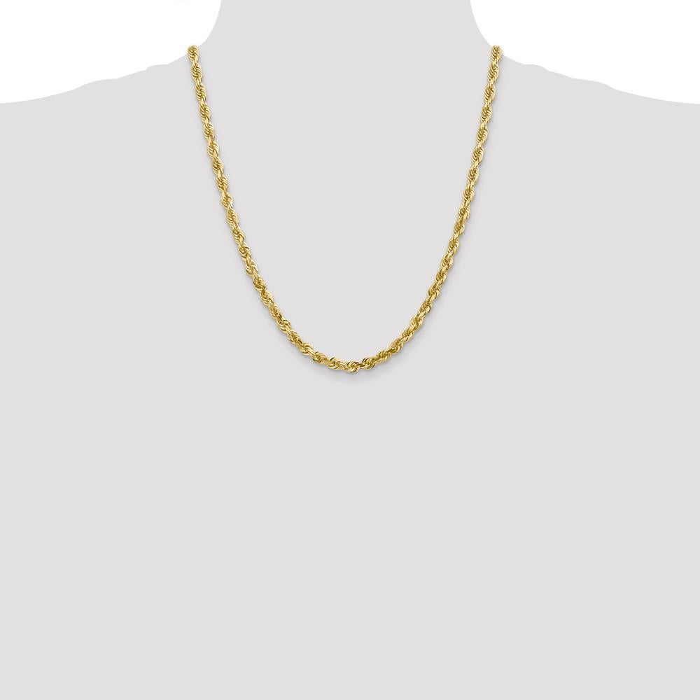 14K Yellow Gold 22" Diamond-Cut 5mm Rope Chain with Lobster Clasp by Oro Pregiato