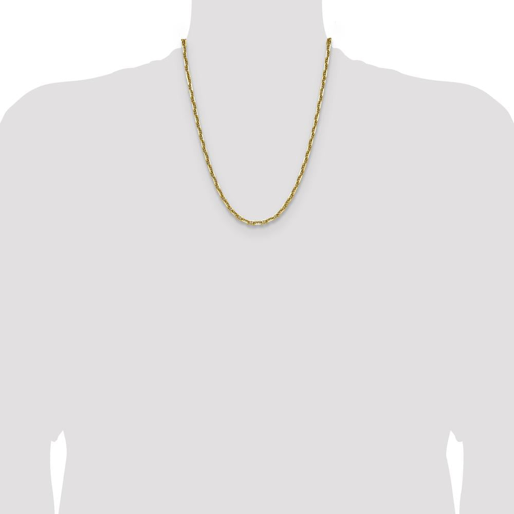 14K Yellow Gold 22" Diamond-Cut Anchor Chain Necklace - 5mm Width by Oro Pregiato