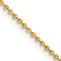 14K Yellow Gold 22" Diamond-Cut Beaded Pendant Chain - 1.2mm Width by Oro Pregiato