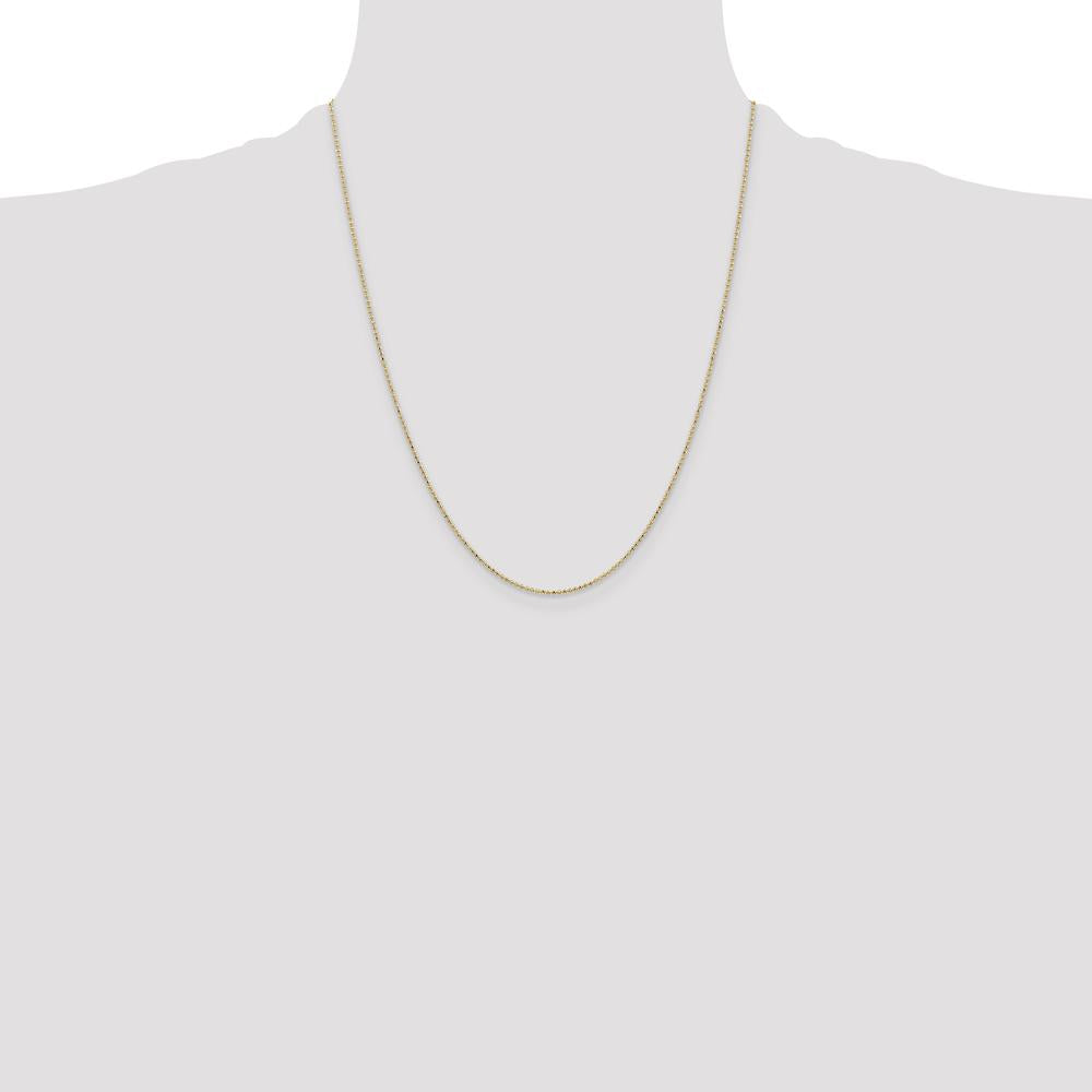 14K Yellow Gold 22" Diamond-Cut Beaded Pendant Chain - 1.2mm Width by Oro Pregiato