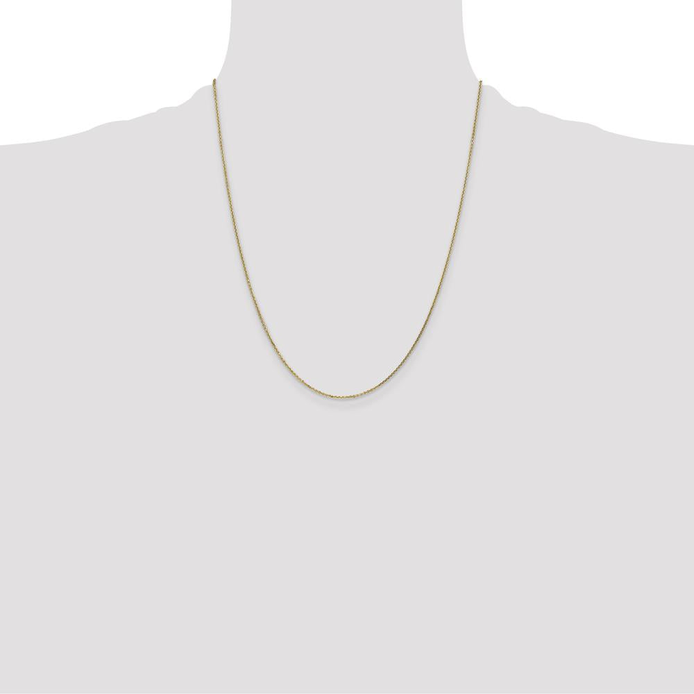 14K Yellow Gold 22" Diamond-Cut Cable Chain Necklace - 0.95mm Width by Oro Pregiato