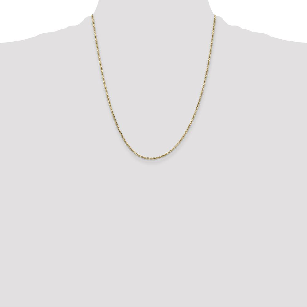 14K Yellow Gold 22" Diamond-Cut Cable Chain Necklace - 1.65mm Width by Oro Pregiato