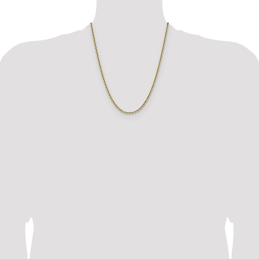 14K Yellow Gold 22" Diamond-Cut French Link Chain - 3.25mm Width by Oro Pregiato