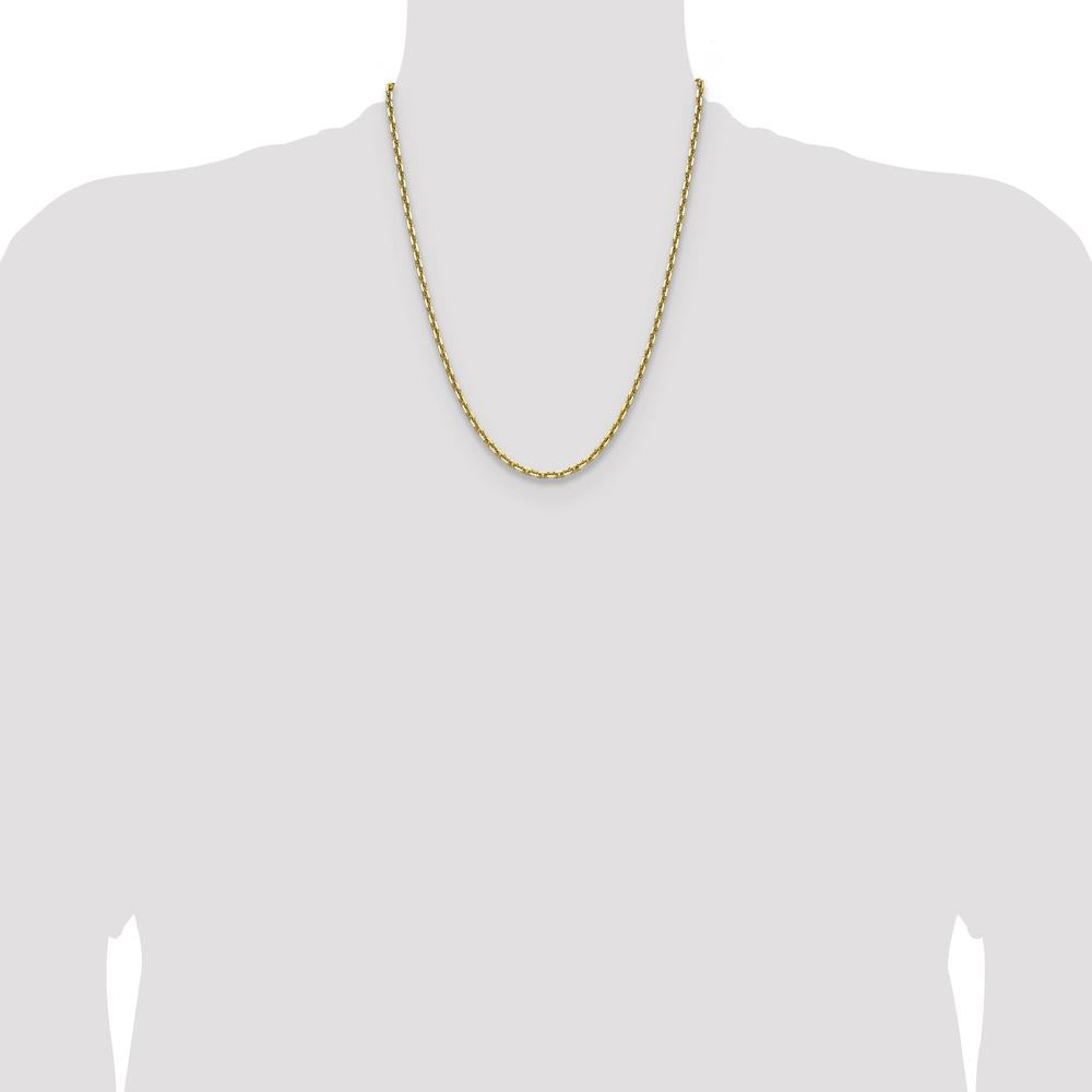 14K Yellow Gold 22" Diamond-Cut French Link Chain - 3.90mm Width by Oro Pregiato