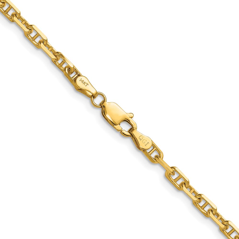 14K Yellow Gold 22" Diamond-Cut Mariner Anchor Chain by Oro Pregiato