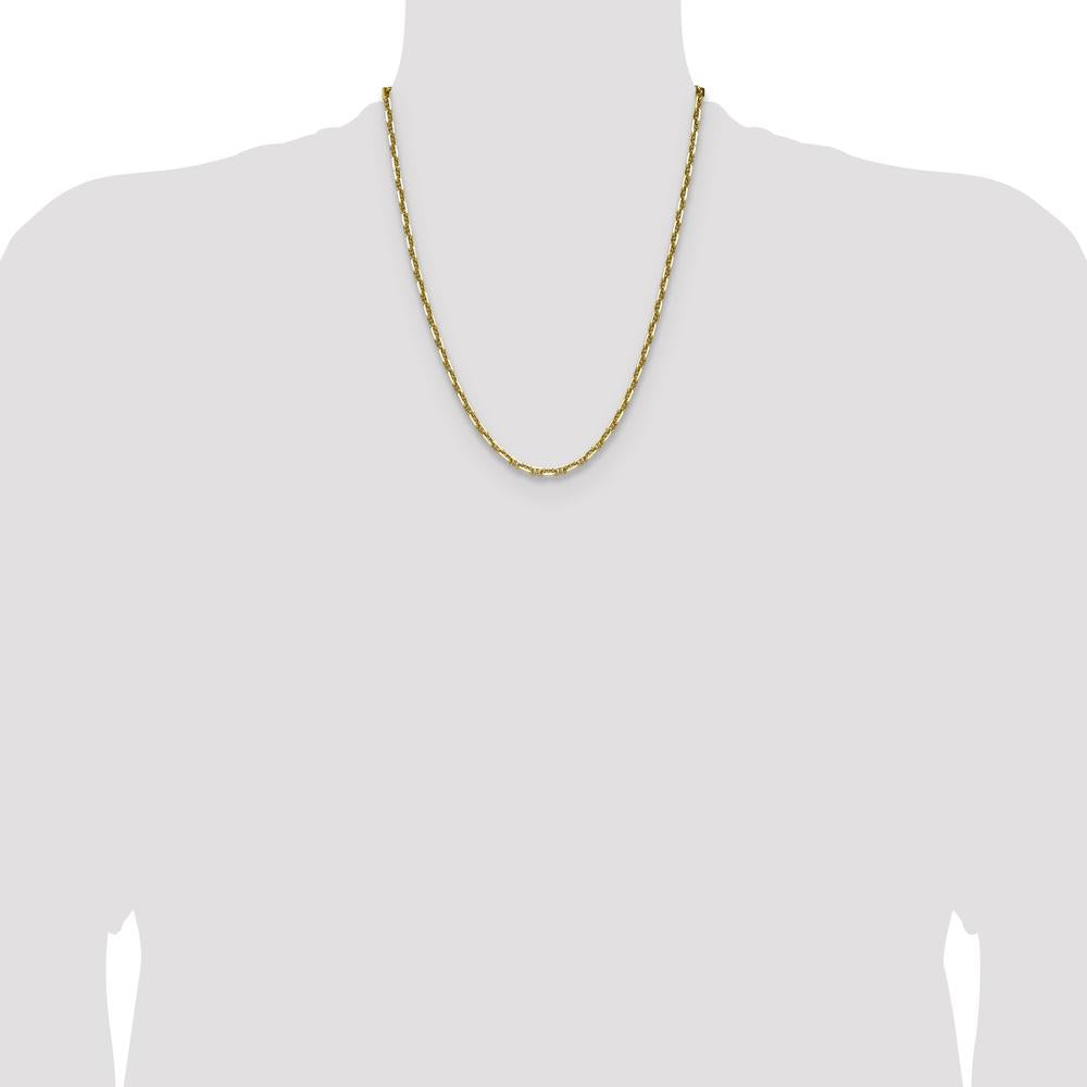 14K Yellow Gold 22" Diamond-Cut Mariner Anchor Chain by Oro Pregiato